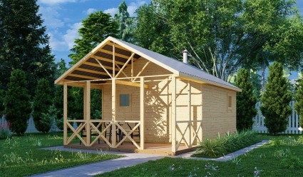 Каркасная баня 4x4 с террасой 2x4